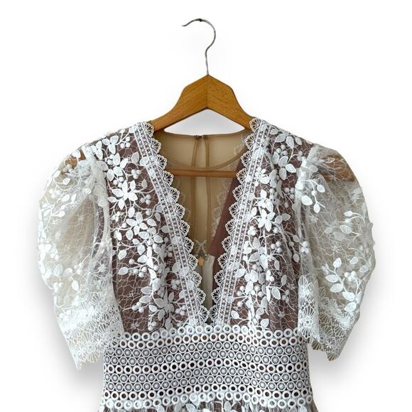 Bronx and Banco Megan Mini Dress in Blanc Lace Bridal Extra Small Women’s - Picture 3 of 12